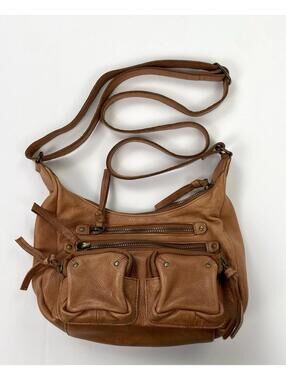 Day & Mood Leather Crossbody Bag with Multiple Pockets Brown Hobo Boho Purse